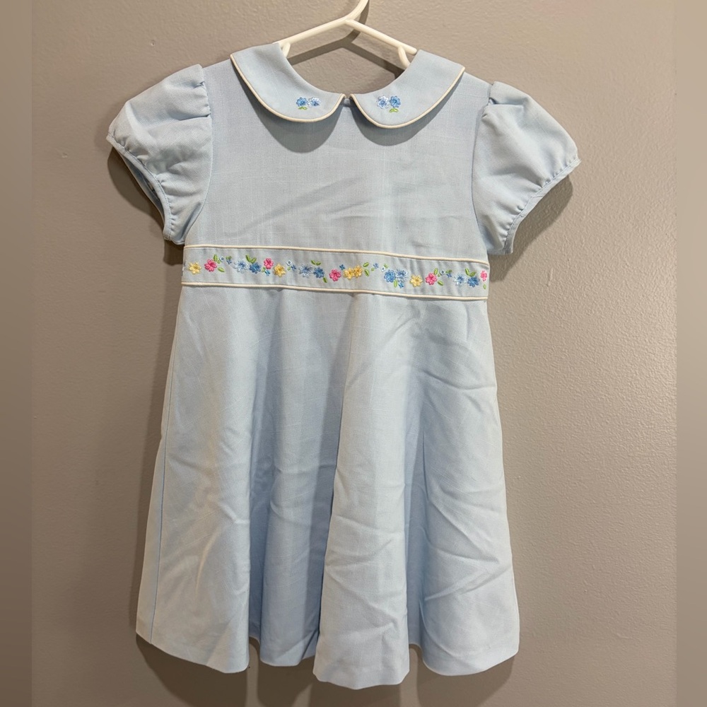 Jenni by Jennifer Moore Y2K Heirloom Light Blue Floral Embroidered Dress Size 6